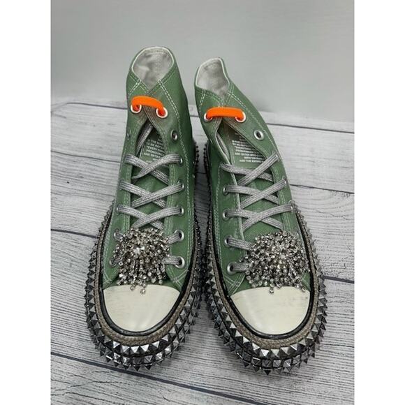 Nan-Ku X Free People Womens Cruise Studded Hi Top Sneakers Aloe Green Size 39/9 - Picture 2 of 6